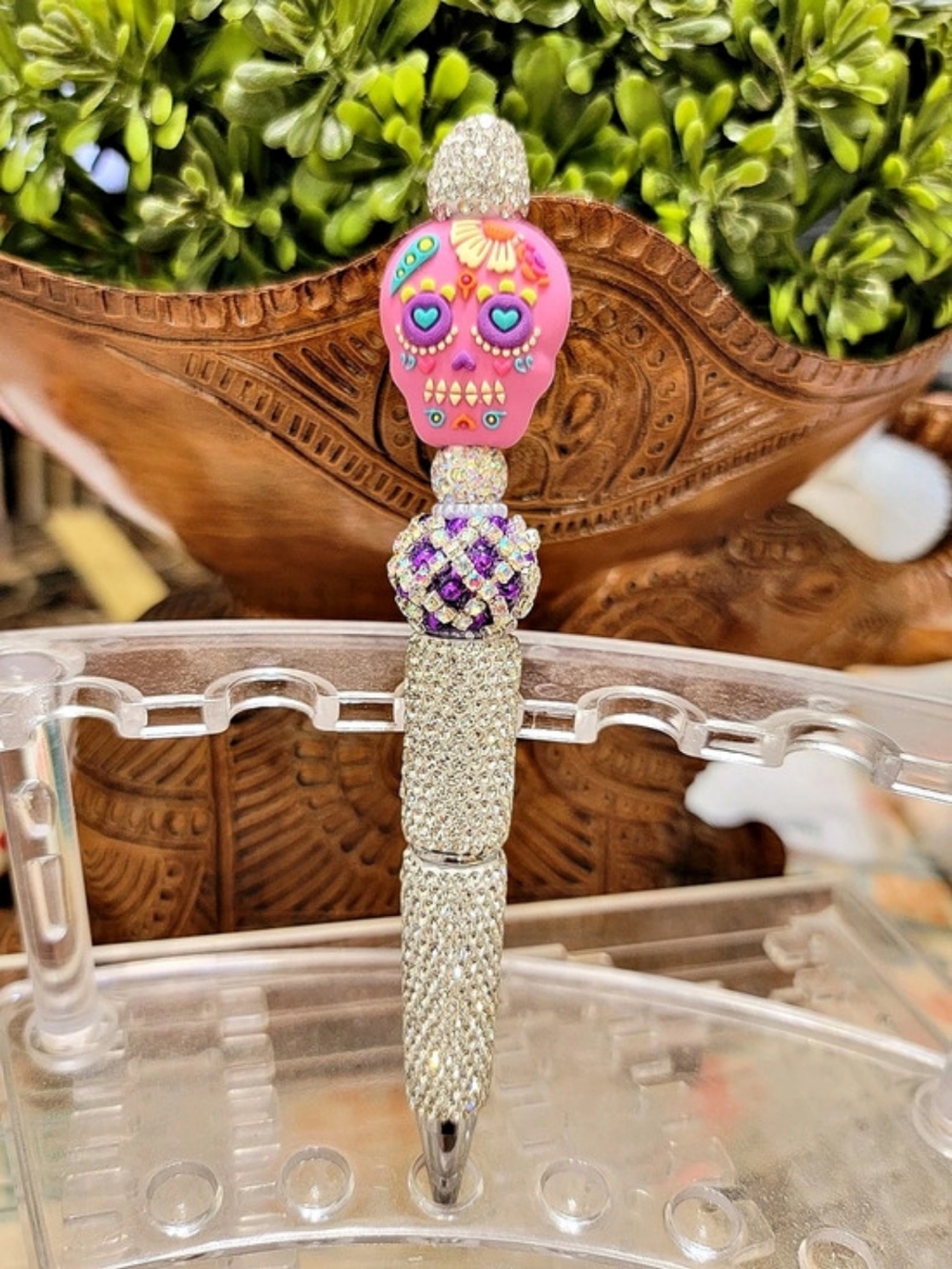 Colorful Skull Charm Beaded Pen